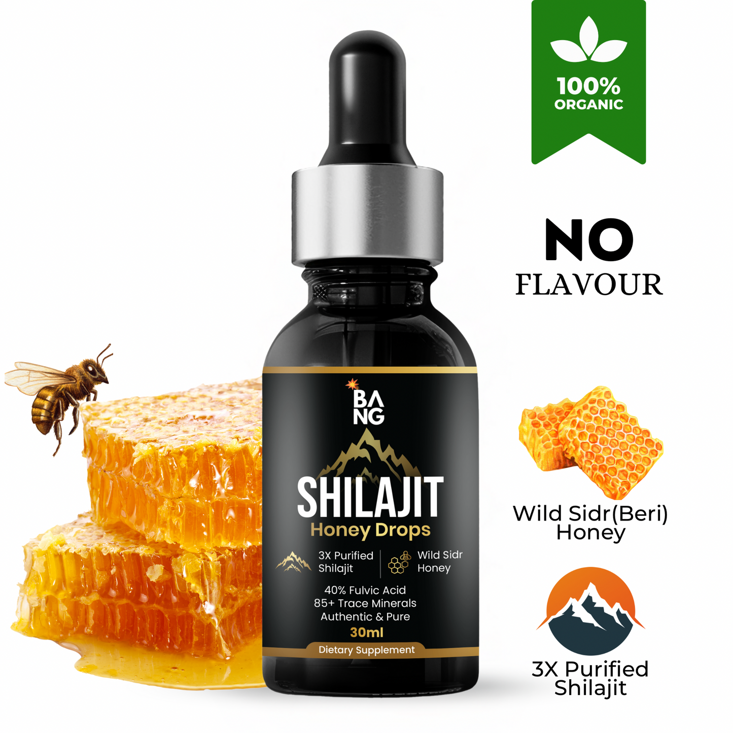 BANG® Shilajit Honey Drops(No Flavour) 30ml