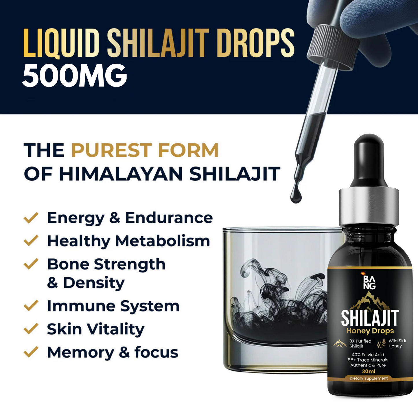 BANG® Shilajit Drops Raspberry Flavour